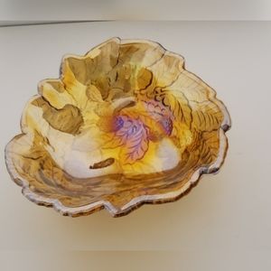 Vintage Indiana Carnival Iridescent Orange Amber Glass Bowl